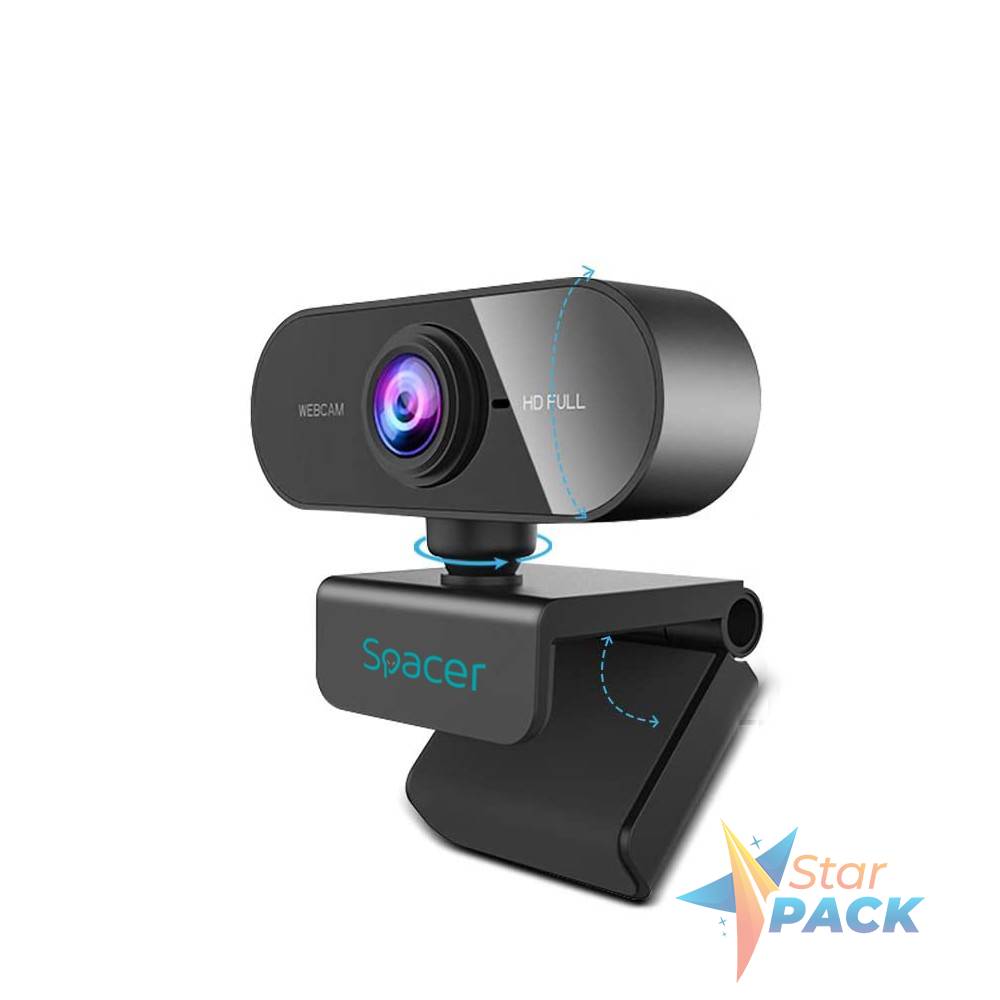 CAMERA WEB SPACER senzor 1080p Full-HD cu auto focus si rezolutie video 1920x1080, black