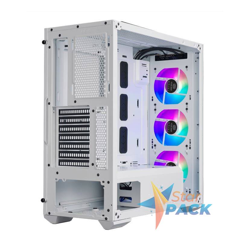 CARCASE Cooler Master TD500 MESH V2 white, U3x2,U3.1type Cx1,CNC TG,w/hub,CF120 ARGBx3,white,PSU cover,mesh