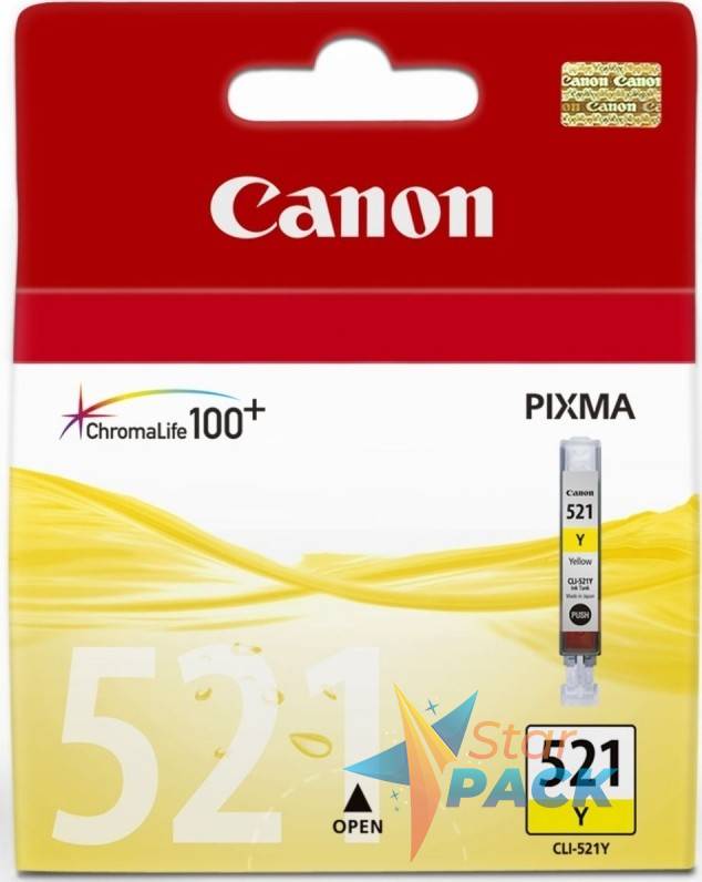 Cartus Cerneala Original Canon Yellow, CLI-521Y, pentru iP3600|iP4600|MP540|MP620