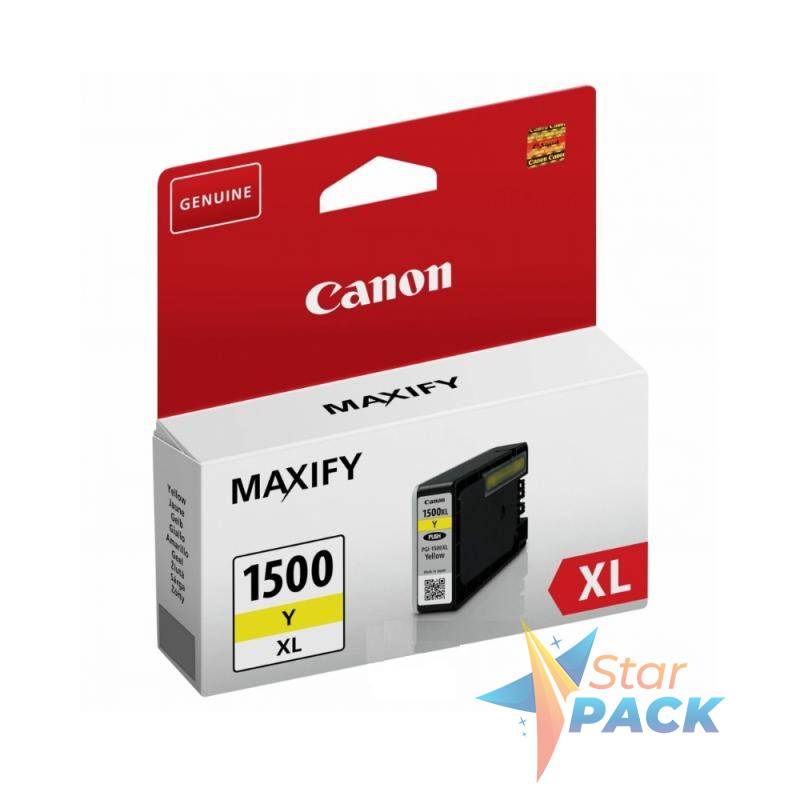 Cartus Cerneala Original Canon Yellow, PGI-1500XLY, pentru Maxify MB2050|MB2150|MB2350|MB2750