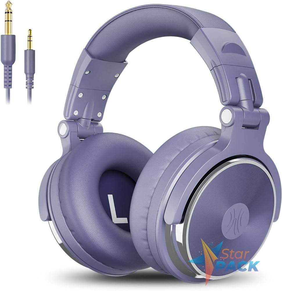 Casca OneOdio cu fir detasabil, tip over ear, utilizare profesionala, DJ, conectare prin Jack 3.5 mm | Jack 6.35 mm, difuzor 50 mm, impedanta 32 Ohm, albastru deschis