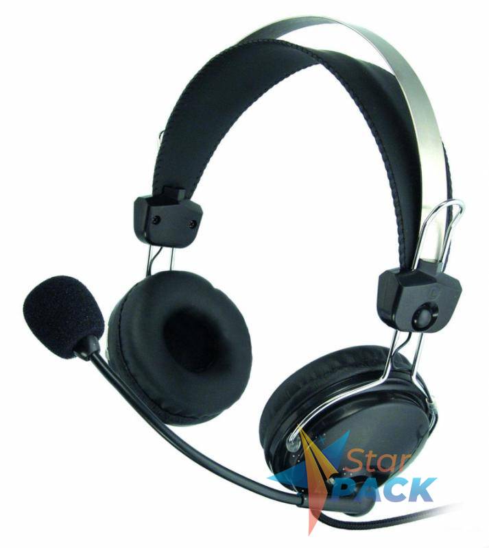 CASTI A4tech, ComfortFIt, cu fir, standard, utilizare multimedia, microfon pe brat, conectare prin Jack 3.5 mm x 2, negru