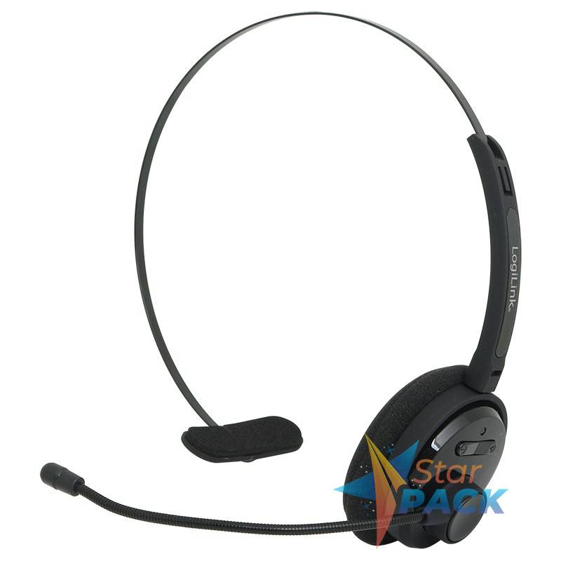CASTI Logilink, wireless, monocasca, utilizare multimedia, call center, microfon pe brat, conectare prin Bluetooth 4.1, negru