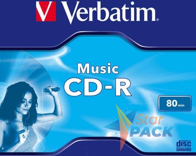 CD-R VERBATIM  700MB, 80min, viteza 16x, set 10 buc, Jewel Case, MUSIC