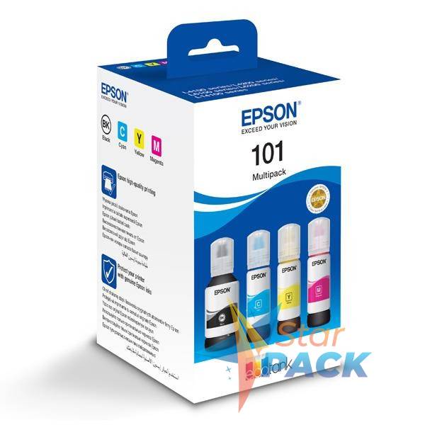 Combo-Pack Original Epson CMYK, nr.101, pentru L4150|L4160|L6160|L6170|L6190, 70mlx3+127mlx1, incl.TV 0.11 RON