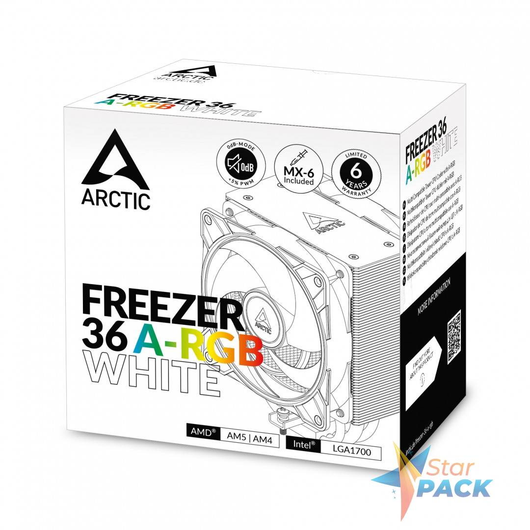 COOLER Arctic Freezer 36 A-RGB ,racire aer, HDT heatpipe, skt. Intel LGA 1700, AMD AM5/AM4, fan 120mm, LED ARGB, alb