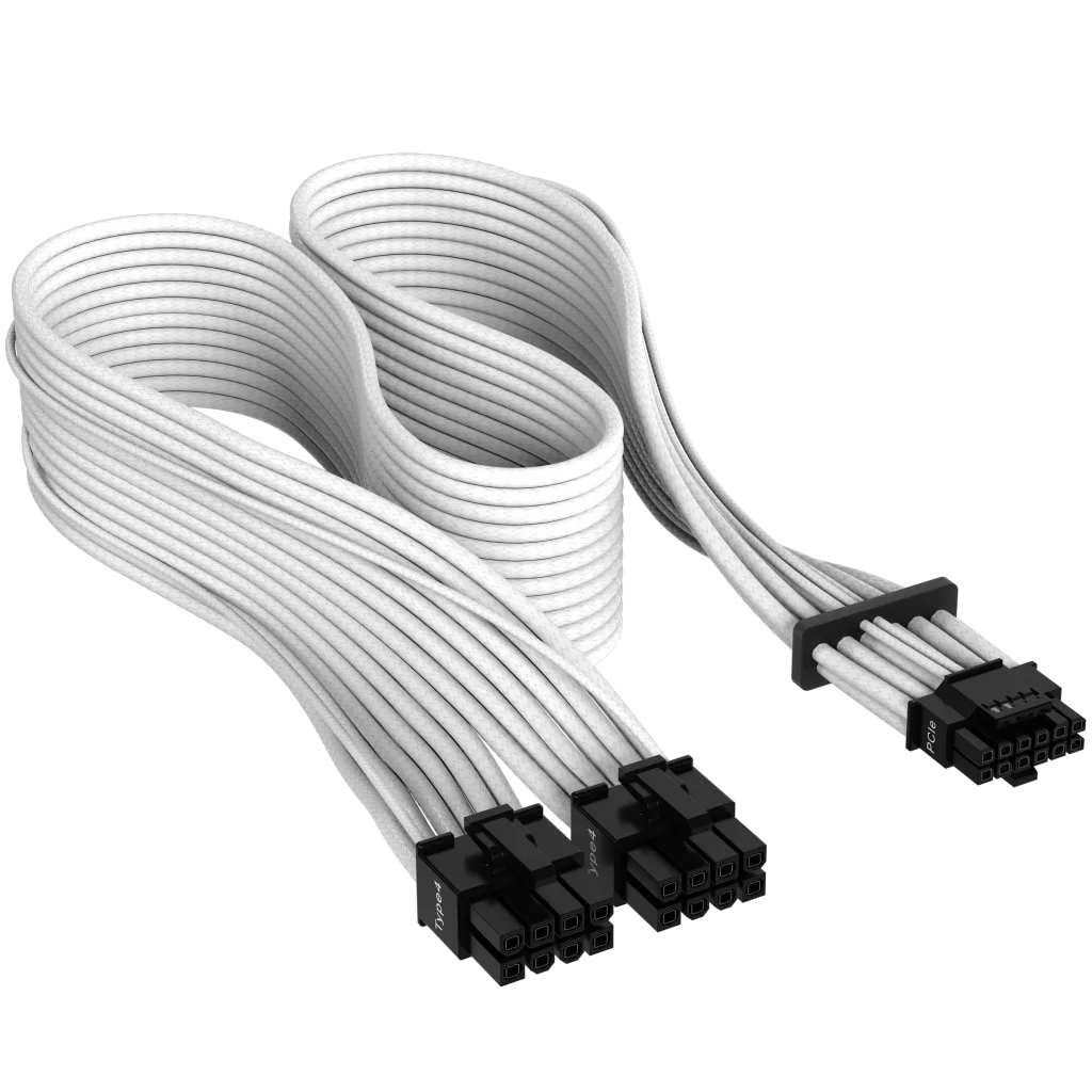Corsair Cablu 12+4pin, PCIe Gen 5, 12VHPWR, 600W, Type 4, fire invelite individual, Alb