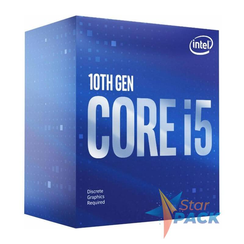 CPU INTEL i5-10400F, skt LGA 1200, Core i5, frecventa 2.9 GHz, turbo 4.3 GHz, 6 nuclee, putere 65 W