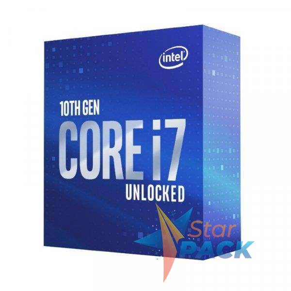 CPU INTEL i7-10700KF, skt LGA 1200, Core i7, frecventa 3.8 GHz, turbo 5.1 GHz, 8 nuclee, putere 125 W