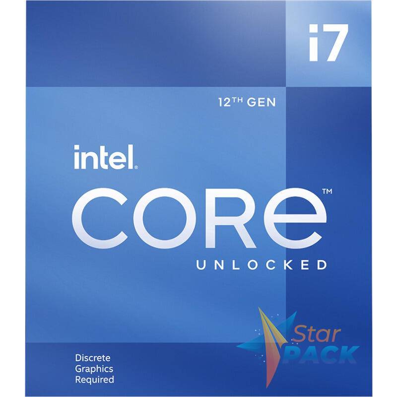 CPU INTEL i7-12700KF, skt LGA 1700, Core i7, frecventa 3.6 GHz, turbo 5.0 GHz, 12 nuclee, putere 125 W
