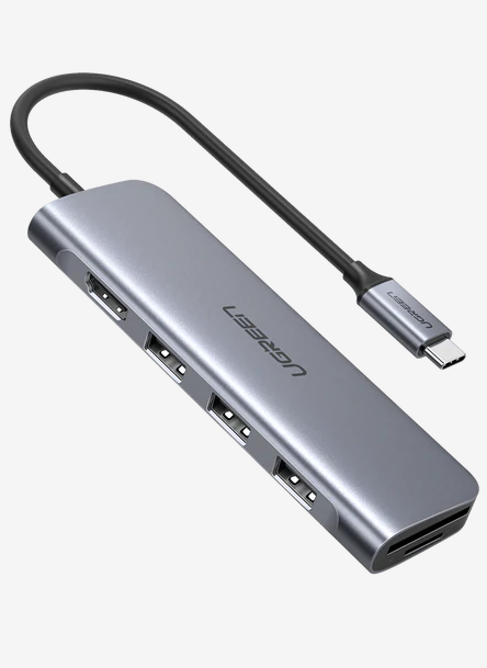 DOCKING Station Ugreen, CM195 conectare PC USB Type-C, USB 3.0 x 3|HDMI x 1/4K/30Hz|Card reader x 1, aluminiu, gri  - 6957303874101