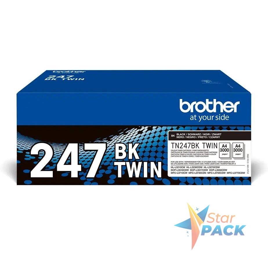 Dual-Pack  Original Brother Black pentru HL-L3210|L3270|DCP-L3510|L3550|MFC-L3730|L3770, 3K