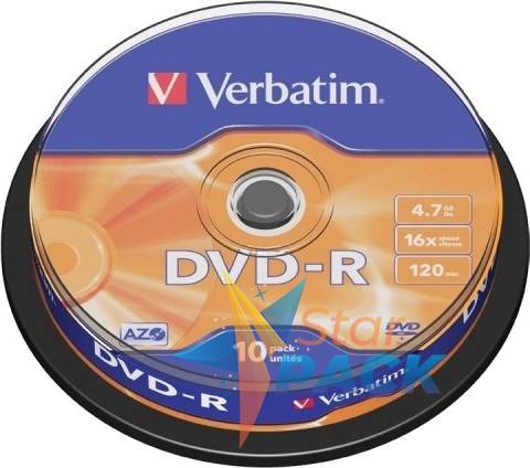 DVD-R VERBATIM  4.7GB, 120min, viteza 16x,  10 buc, Single Layer, spindle, Matt Silver  951762