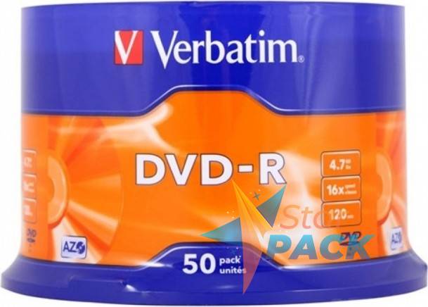 DVD-R VERBATIM  4.7GB, 120min, viteza 16x,  50 buc, Single Layer, spindle, Matt Silver