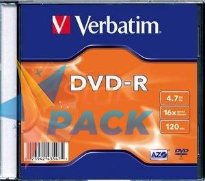DVD-R VERBATIM  4.7GB, 120min, viteza 16x, 1 buc, Slim Case, Single Layer, Matt Silver