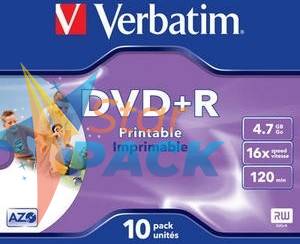 DVD+R VERBATIM  4.7GB, 120min, viteza 16x,  1 buc, Jewel case,Single Layer, printabil, Wide Inkjet Printable