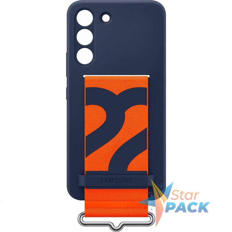 Galaxy S22; Silicone Cover with Strap; Navy