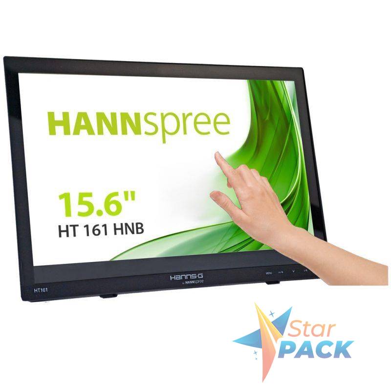 Hannspree Monitor,  Touch,  15.6 Wide, 1366x768, 220cd/m?,  12 ms, 500:1 , HDMI & VGA, 1W x 2, Black