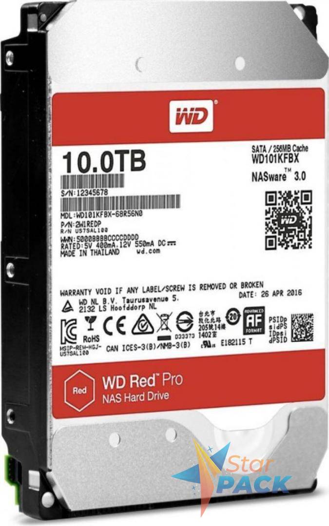 HDD WD 10 TB, Red Pro, 7.200 rpm, buffer 256 MB, pt. NAS
