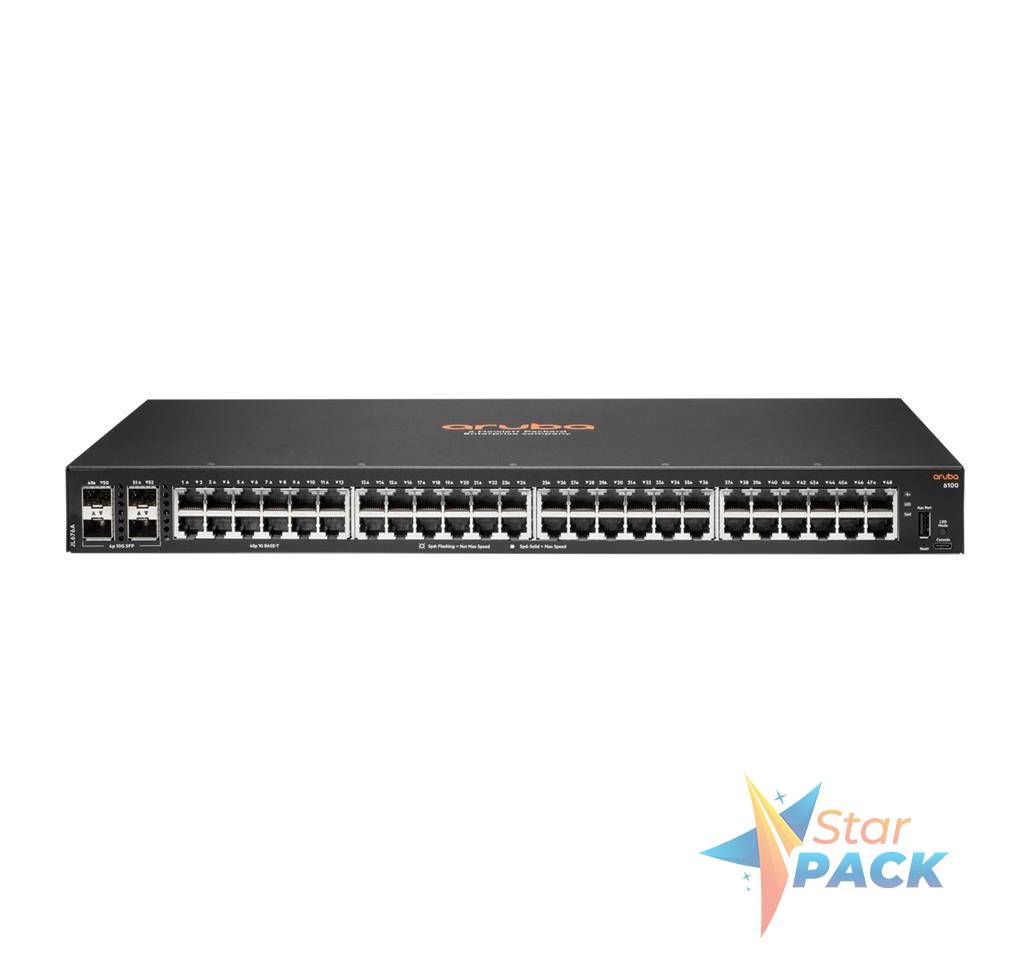 Hewlett Packard Enterprise Aruba 6100 48G 4SFP+ Managed L3 Gigabit Ethernet 1U Black