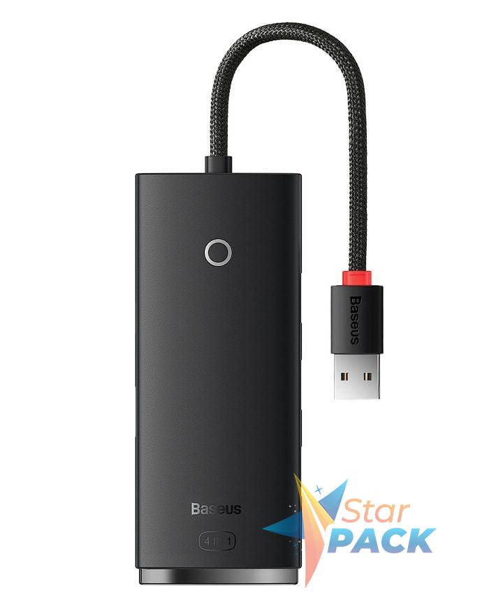 HUB extern Baseus Lite, porturi USB: USB 3.0 x 4, conectare prin USB 3.0, lungime 0.25m, negru,  - 6932172606183