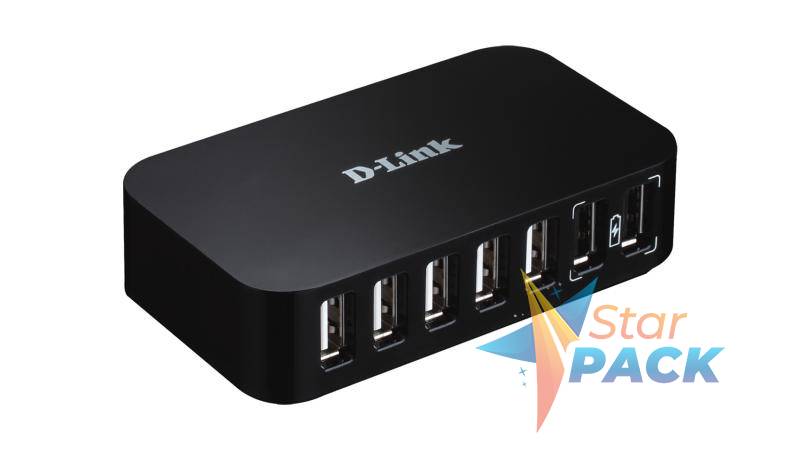 HUB extern D-LINK, porturi USB: USB 2.0 x 7, conectare prin USB 2.0, alimentare retea 220 V, negru