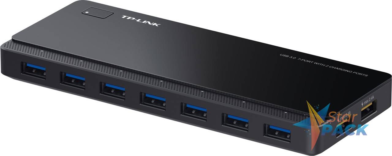 HUB extern TP-LINK, porturi USB: USB 3.0 x 7, Fast Charging Port x 2, conectare prin USB 3.0, alimentare retea 220 V, cablu 1 m, negru
