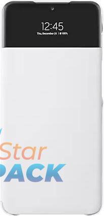 HUSA Smartphone Samsung, pt Galaxy A32, tip smart book cover cu buzunar, poliuretan, Smart View Wallet, alb