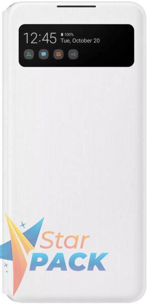 HUSA Smartphone Samsung, pt Galaxy A42, tip smart book cover cu buzunar, TPU, Smart View Wallet, alb