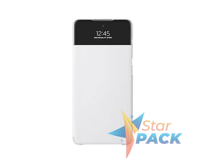 HUSA Smartphone Samsung, pt Galaxy A72, tip smart book cover cu buzunar, policarbonat, Smart View Wallet, alb