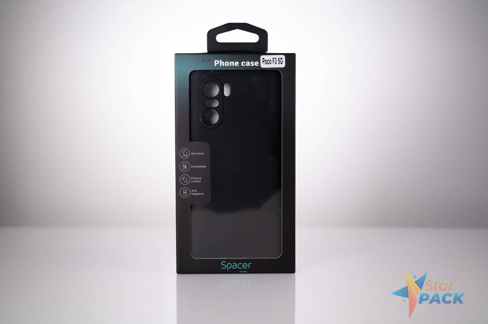 Husa Xiaomi Pocophone F3 5G Spacer, negru, grosime 2mm, material flexibil silicon + interior cu microfibra