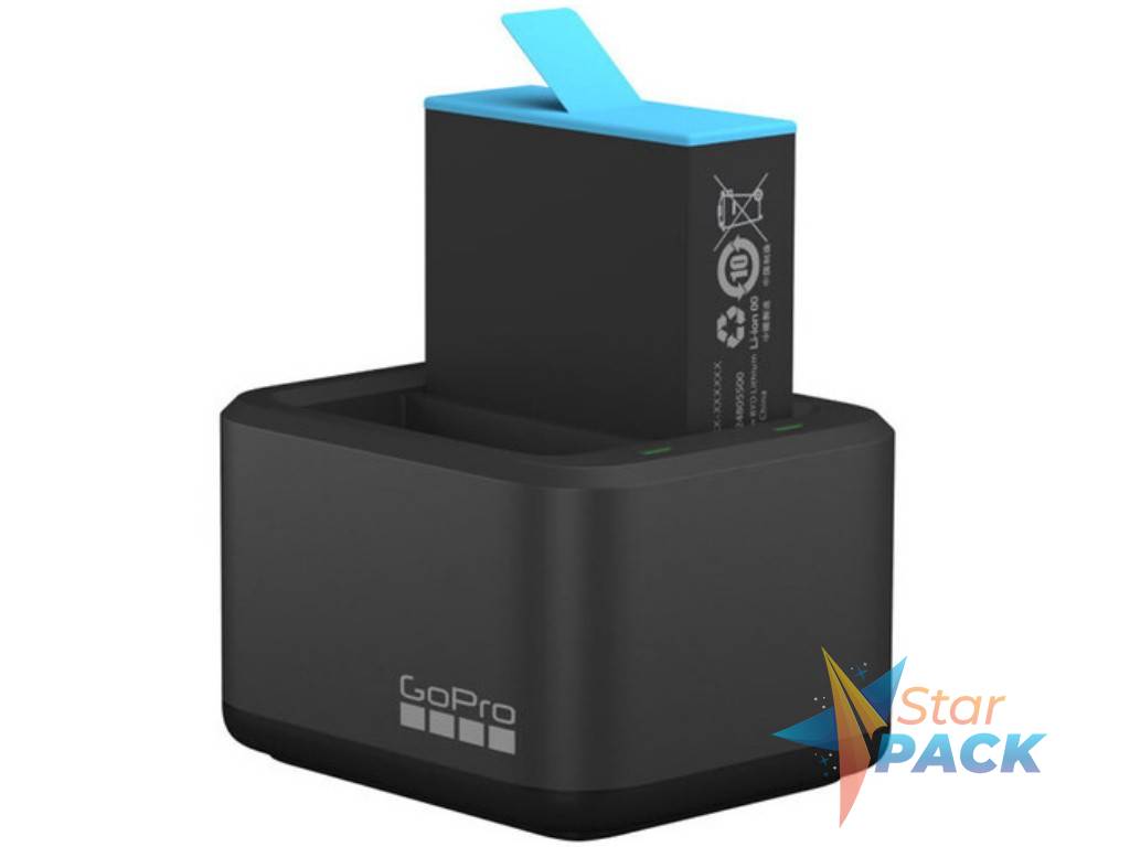 Incarcator dublu GoPro H10B+ 2 acumulatori Enduro1720mAh, port USB, indicator LED