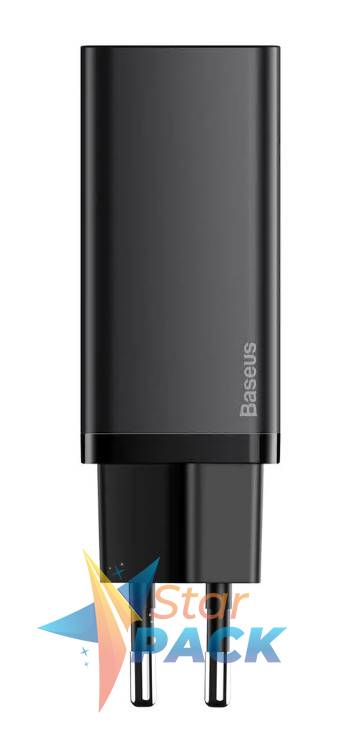 INCARCATOR retea Baseus GaN2 Lite, Quick Charge 65W, 1 x USB 5V/3A, 1 x USB Type-C 5V/3A, negru  - 6953156232938