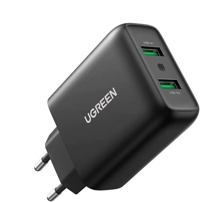 INCARCATOR retea Ugreen, CD161 Quick Charge 36W, 2 x USB 5V/3A, negru  - 6957303812165