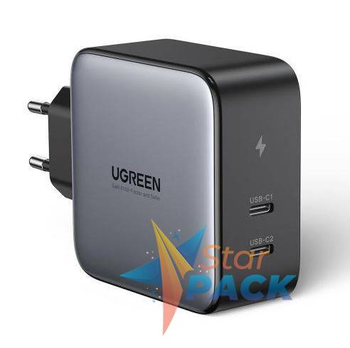 INCARCATOR retea Ugreen, Nexode CD289 Quick Charge 45W GaN, 2 x USB Tpe-C, negru  - 6941876213276
