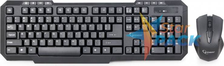 KIT wireless GEMBIRD, tastatura wireless multimedia 104 taste + mouse wireless 1000dpi, 4 butoane, rotita scroll, black
