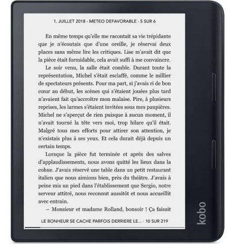 Kobo Sage e-Book Reader, E Ink flush touch 8 inch, 1440 x 1920, 32 GB, 1.8 GHz, 1 x micro USB, 0.240 kg, Wireless Da, Comfort Light PROBlack