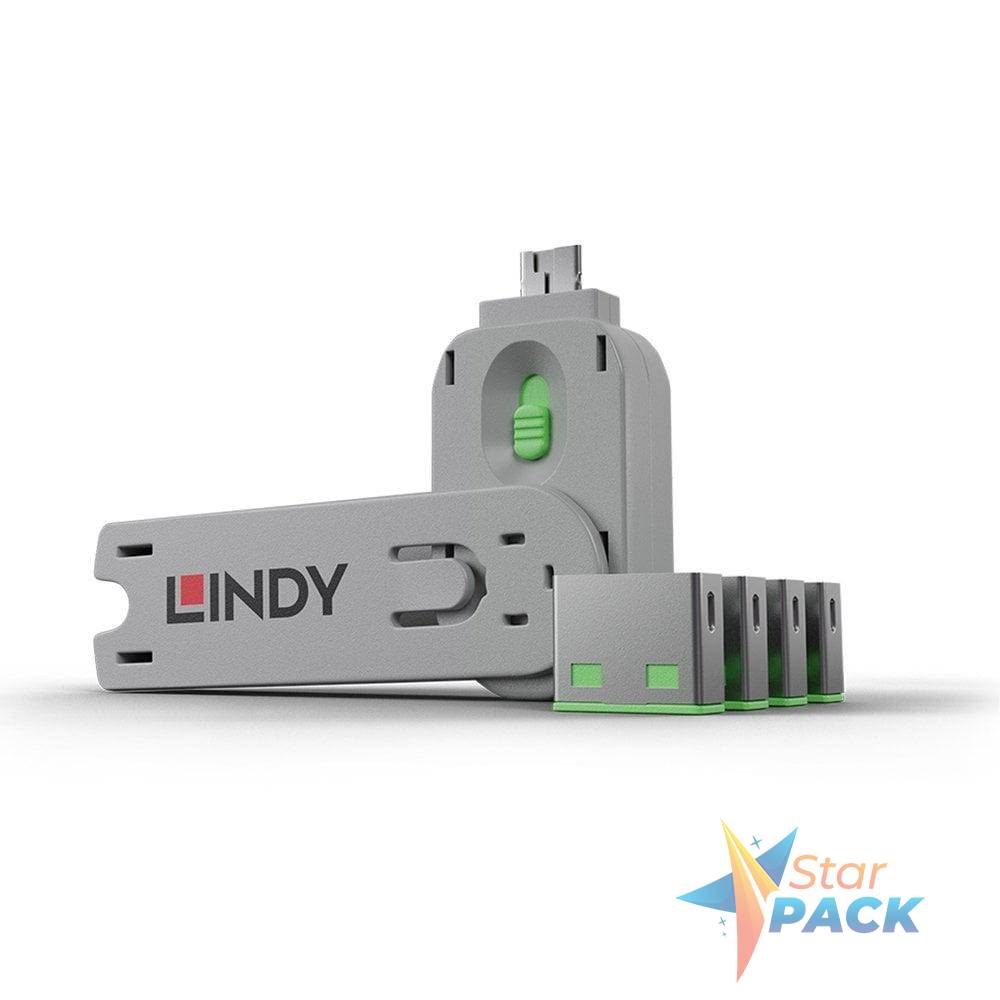 Lindy 4xUSB Type A Port Blocker Key Oran