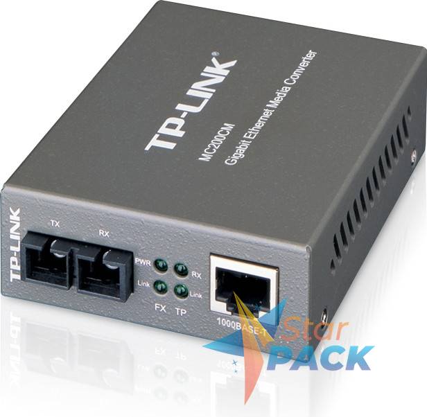 MEDIA CONVERTOR TP-LINK RJ45 1000M la fibra SC multi-mode 1000M, Full-duplex, pana la 550m, montabil in sasiu