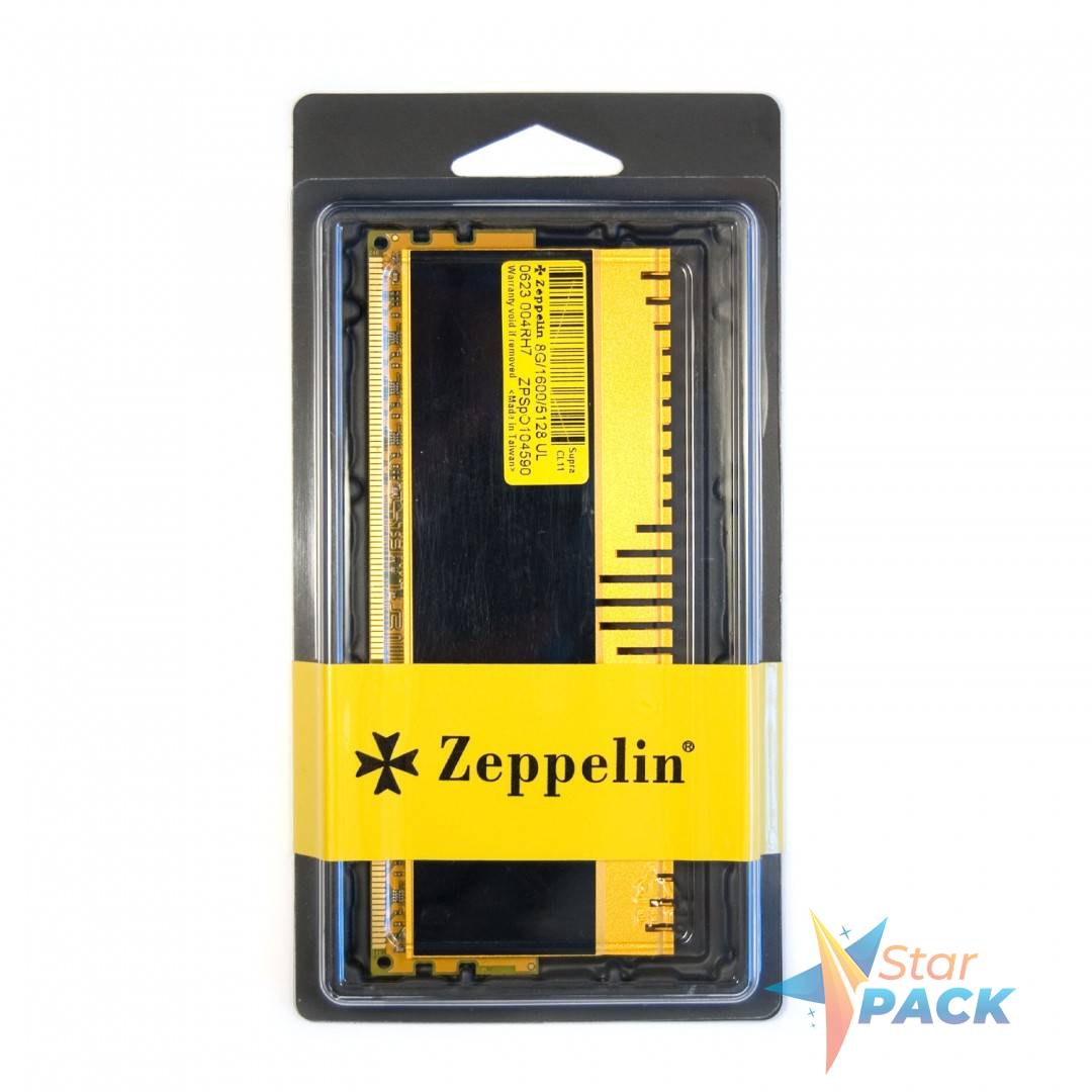 Memorie DDR Zeppelin DDR3 Gaming 8GB frecventa 1600 MHz, 1 modul, radiator, retail