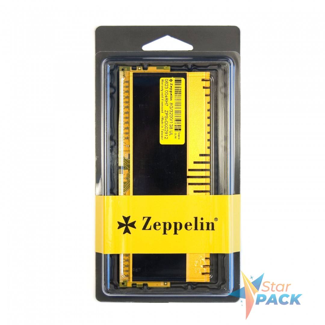 Memorie DDR Zeppelin DDR4 Gaming 8GB frecventa 3200 MHz, 1 modul, radiator, retail