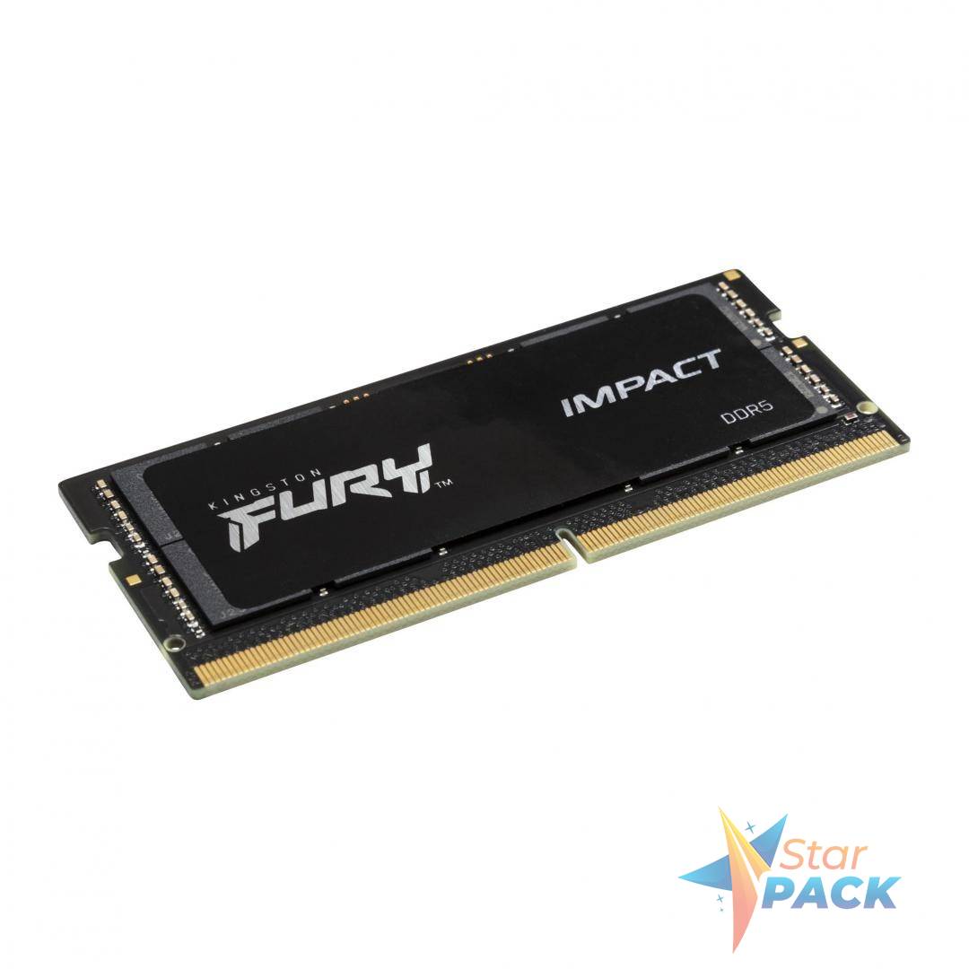 Memorie SODIMM  Kingston Fury Impact DDR5 16 GB, frecventa 4800 MHz, 1 modul,  radiator