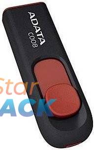 MEMORIE USB 2.0 ADATA 32 GB, retractabila, carcasa plastic, negru / rosu