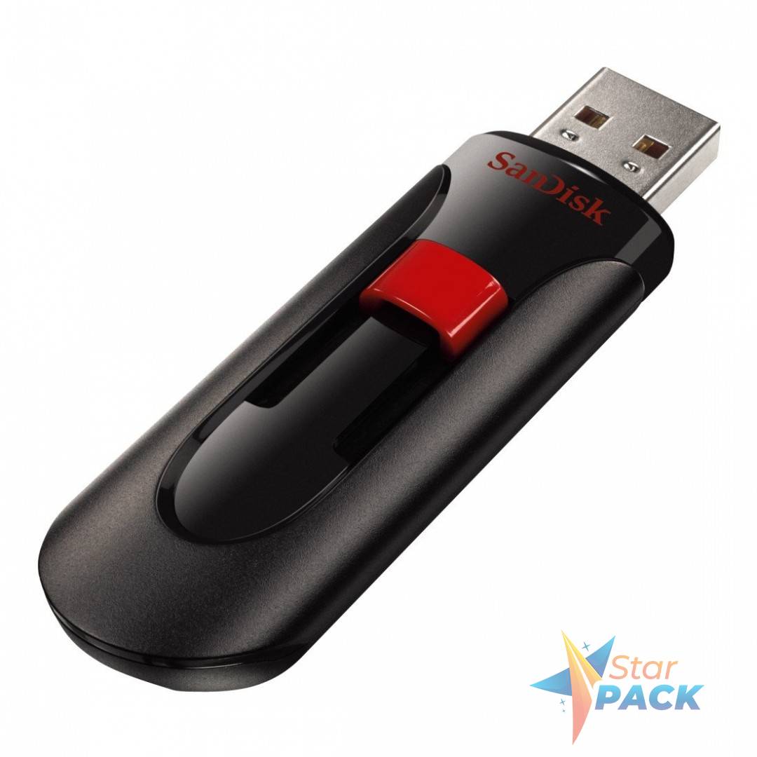 MEMORIE USB 2.0 SANDISK 64 GB, retractabila, carcasa plastic, negru