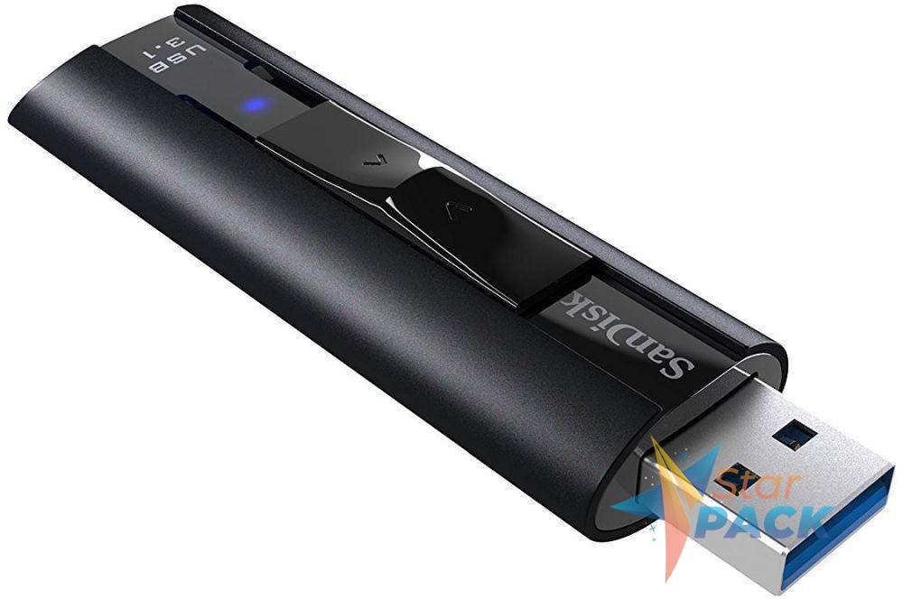 MEMORIE USB 3.1 SANDISK 256 GB, retractabila, carcasa aluminiu, negru