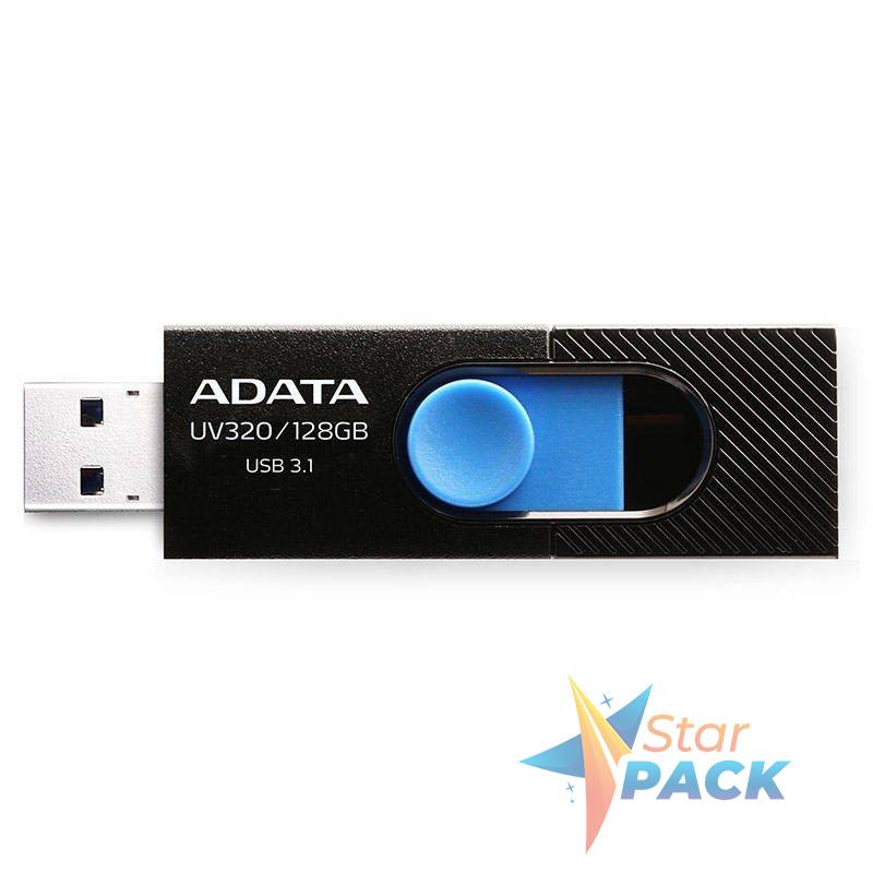 MEMORIE USB 3.2 ADATA 128GB, clasic, conector USB retractabil, Black & Blue
