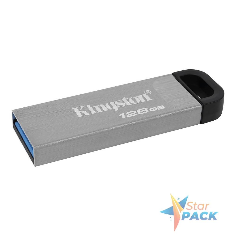 MEMORIE USB 3.2 KINGSTON 128 GB, clasica, carcasa metalic, argintiu