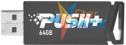 MEMORIE USB 3.2 PATRIOT PUSH+,  64 GB, profil mic, negru