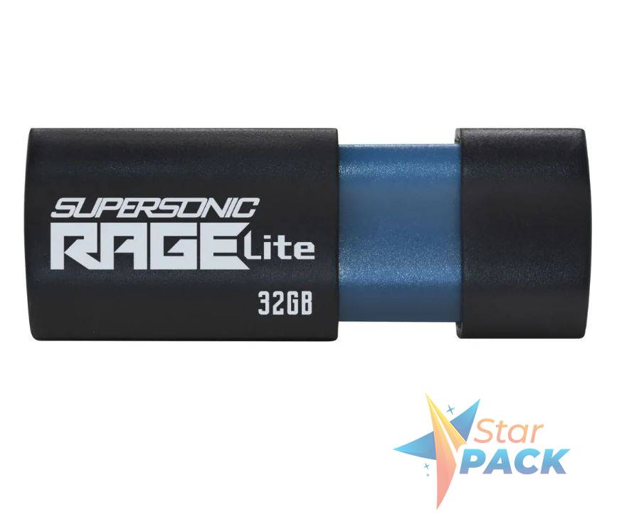 MEMORIE USB 3.2 PATRIOT Supersonic Rage Lite, 32 GB, protectie slide, negru