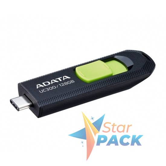 MEMORIE USB Type-C 3.2 ADATA 128 GB, retractabila, carcasa plastic, negru / verde